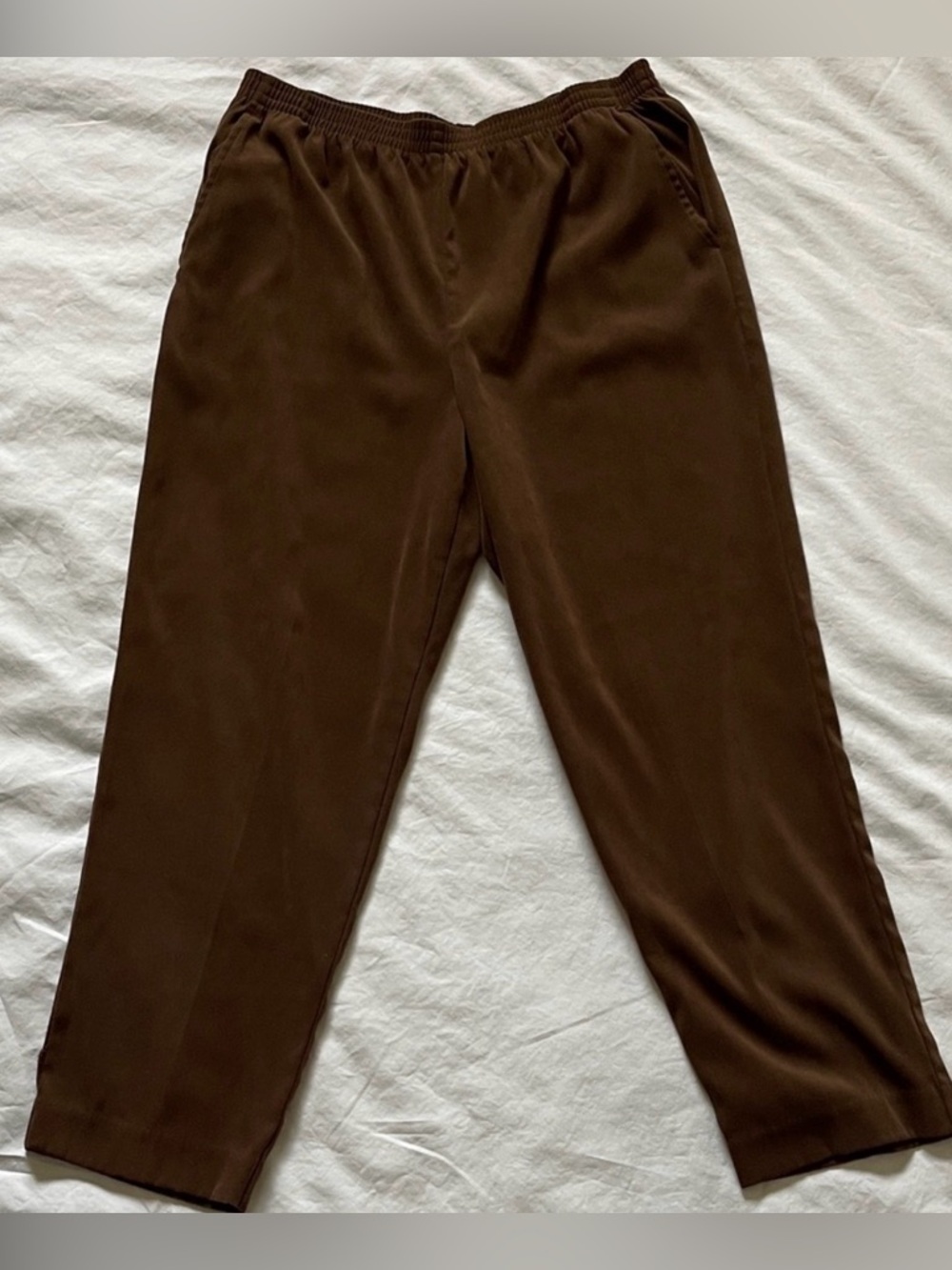 Alfred Dunner Brown Pull-On Pants Size 14 Lagenlook Cottagecore Comfort Classic